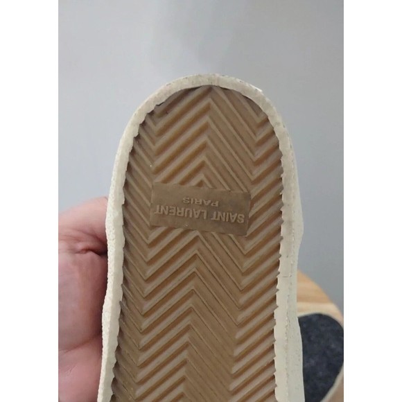 Saint Laurent Paris Gray Wool Black Leather Back Shoes Women's Sz 36 - Picture 8 of 10